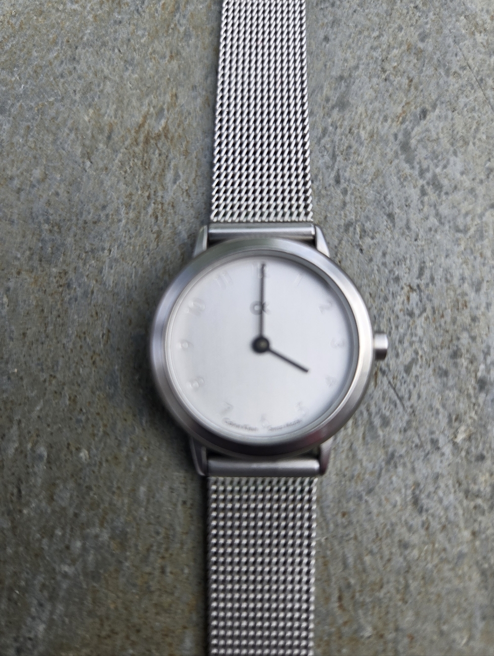 Calvin Klein Silver Mesh Minimalist Round Watch
